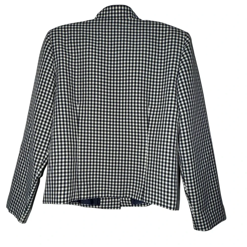 Bedford Fair Lifestyles Womens Gingham Blazer Jacket Size 12‎ Black White